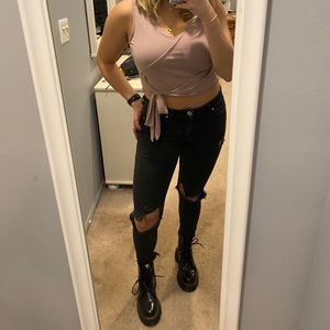 Mauve Going Out Tank Top with Side Tie